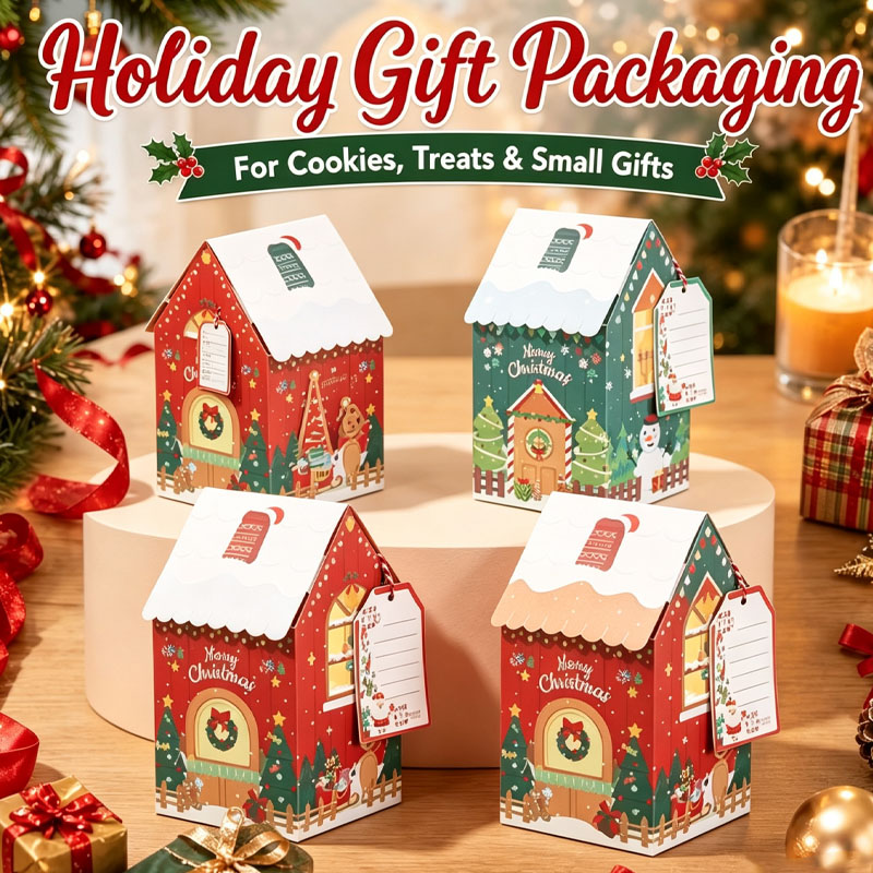 Packaging - 1-40PCS Gingerbread House Gift Box Snowman