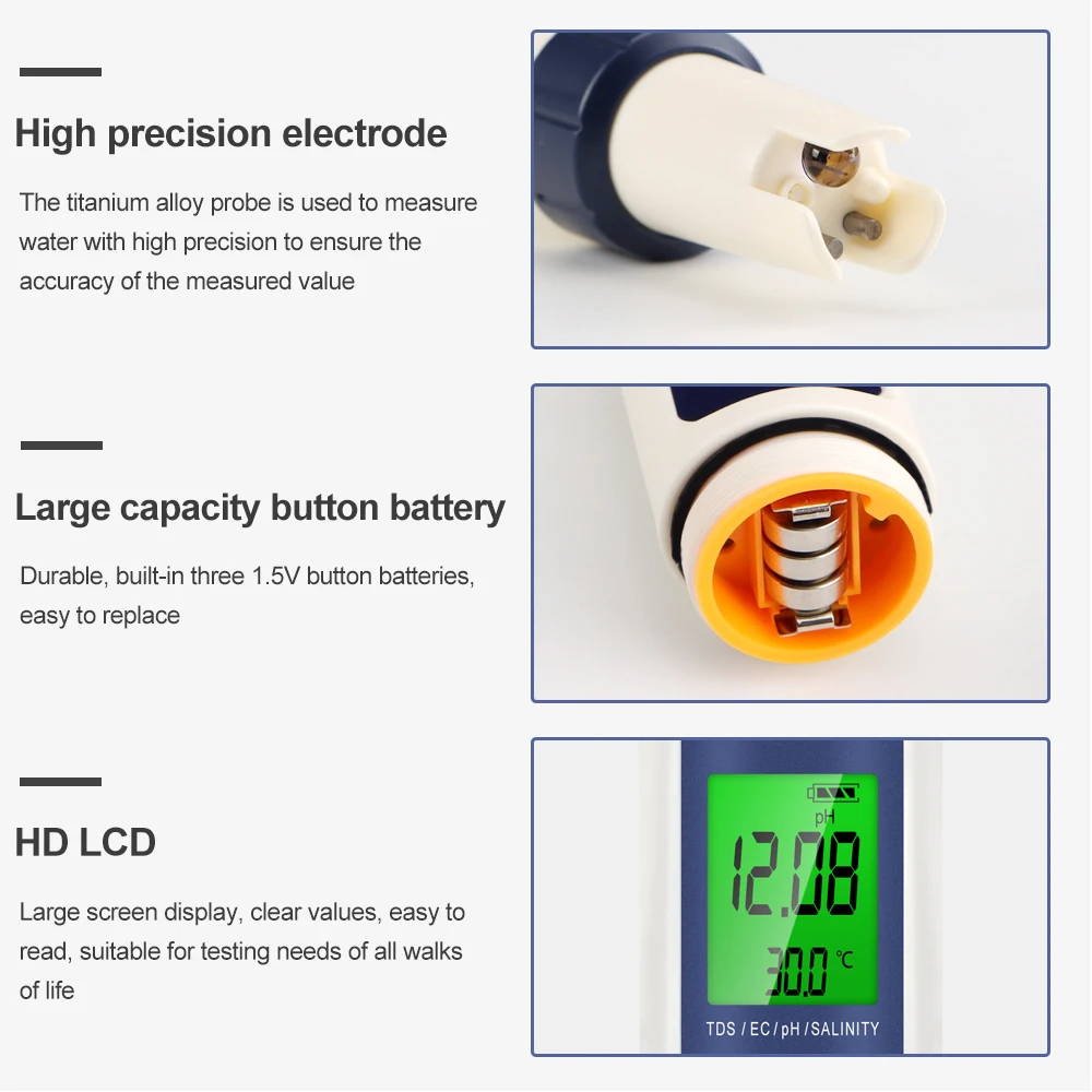 5 In 1 Digital PH TDS EC Meter - огляд і ціна Ph Meter Digital Water Tester